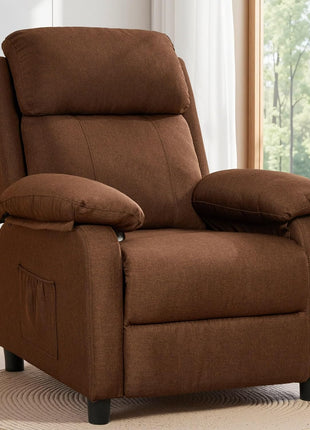 Padded Recliner Chair with Side Pockets for Adults - Compact Living Room Lounge Chair for Small Spaces (Linen)