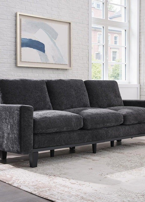 Modern 3-Seater Sofa with Deep Seat, 74.8" Fabric Couch for Living Room, Full Metal Support, Pet-Friendly Grey Chenille Design for Bedroom & Apartment