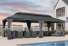 14' X 28' Outdoor Large Gazebo Permanent Hardtop Gazebo with Galvanized Steel Double Roof for Patio Lawn and Garden, Curtains and Netting Included Grey