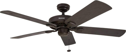 Ceiling Fans Belmar 52 Inch Ceiling Fan without Light, Outdoor Ceiling Fan with Pull Chain, Tri-Mount Traditional 5 Blade Design, ETL Wet Rated, Bronze (50199-01)
