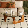 Coffee Table for Living Room Mid Century Modern Center Table with Glass Top, Walnut Transparent