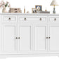 Buffet Cabinet with Storage, 52.7" Large Sideboard Buffet Cabinet, White Kitchen Cabinet with 3 Drawers and 4 Doors, Wood Coffee Bar for Kitchen Dining Room, White