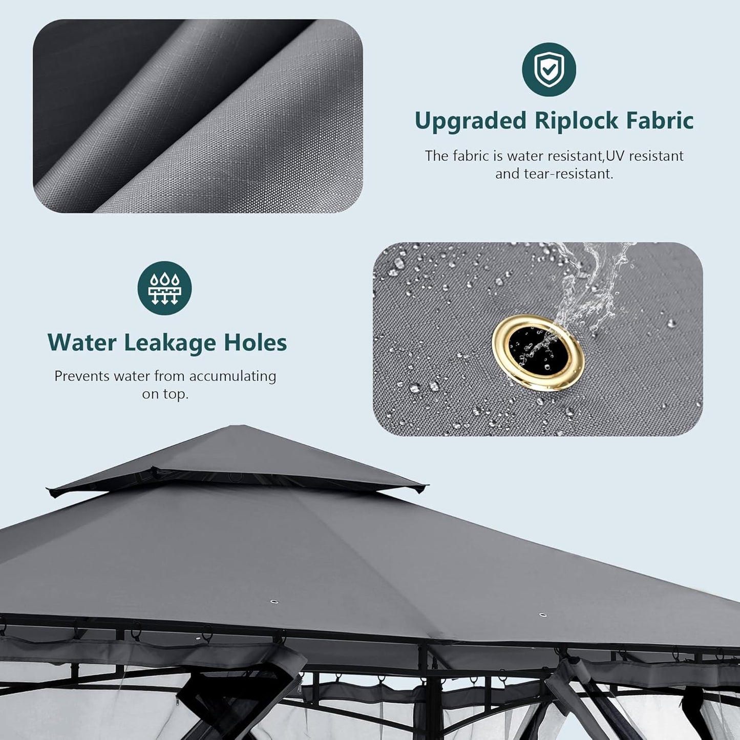 Outdoor Garden Gazebo for Patios with Stable Steel Frame and Netting Walls (10X12,Dark Gray)