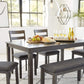 Bridson 6 Piece Dining Set, Includes Rectangular Dining Table, 4 Ladderback Chairs & Bench, Wood, 36" W X 60.13" D X 30" H, Gray