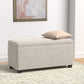 Upholstered Storage Rectangular Ottoman and Entryway Bench, Polyester, Beige, 35.5"W X 16.5"D X 17"H