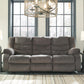 Tulen Modern Manual Pull Tab Reclining Sofa, Dark Gray