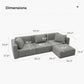 Luxury Modular Sectional Living Room Sofa Set, Modern Minimalist Style Couch with Ottoman and Chaise, L-Shape, Grey