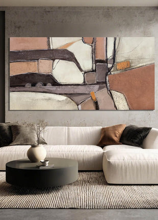 Large Framed Grey Abstract Canvas Art for Living Room, Bedroom, and Office - 24" x 48