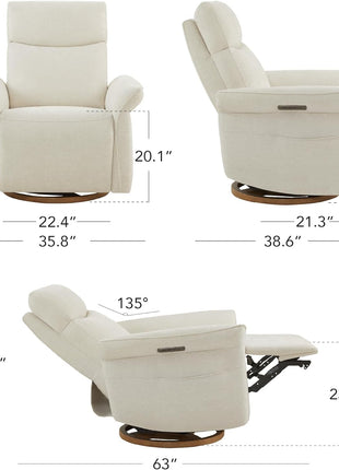 Electric Triple-Motor Power Recliner Chair with Swivel Glider, Adjustable Headrest and Lumbar Support, GREENGARD Gold Certified, Solid Wood Base, Linen Upholstery