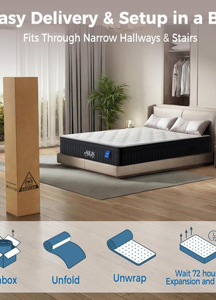 12-Inch Queen Hybrid Mattress - Medium Firm with Advanced Pocket Spring Technology for Optimal Motion Isolation, Enhanced Edge Support, and Breathable Comfort