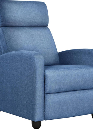 Premium PU Leather Recliner Chair with Lumbar Support, Overstuffed High-Density Foam & Pocket Springs - Push Back Recliner Armchair for Home Theater and Living Room