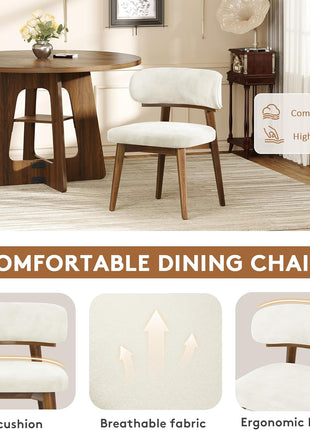 Set of 4 Contemporary Upholstered Dining Chairs with Ergonomic Curved Backrest and Wooden Frame for Dining Room