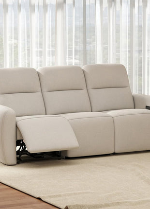 3-Seater Reclining Sofa and Loveseat Set with USB and Type-C Charging Ports, Overstuffed Fabric Design for Living Room, Home Theater, and RV (Beige)