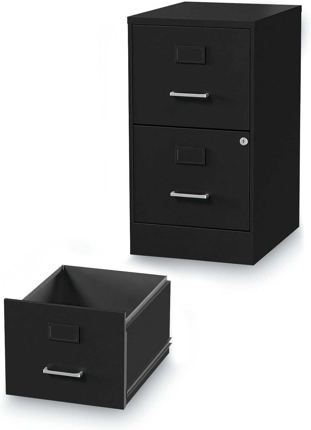 Soho Vertical File Cabinet, 2 Drawers: File/File, Letter, Black, 14" X 18" X 24.1"