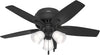 42 Inch Indoor Ceiling Fan with LED Lights - Black Ceiling Fan with Pull Chain, for Bedroom or Living Room, Low Profile Mount, No Remote, 5 Blades, Includes Bulbs - Newsome 52393, Matte Black