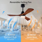 42 Inch Outdoor Ceiling Fans with Lights and Remote Control, Dimmable Outdoor Ceiling Fans for Patios 3 Blade Wood Black Walnut Bedroom Ceiling Fan with Light, Wall Switch