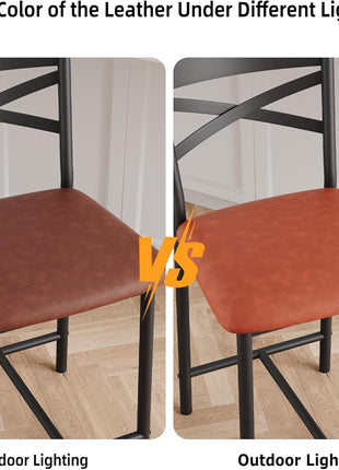 Set of 4 Modern Brown Counter Height Bar Stools with Backrest and Thick Cushion, Upholstered Dining Chairs for Kitchen Island, Bar, and Dining Room