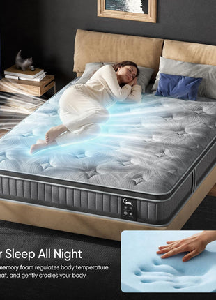 10-Inch Hybrid Twin Mattress with Memory Foam and Innersprings, Medium Firm for Motion Isolation and Pressure Relief, CertiPUR-US Certified