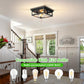 2-Light Industrial Square Flush Mount Ceiling Light, Farmhouse Ceiling Light Fixture for Kitchen, Modern Black Close to Ceiling Light for Hallway Bedroom Balcony Porch Stairway, E26, 2-Pack