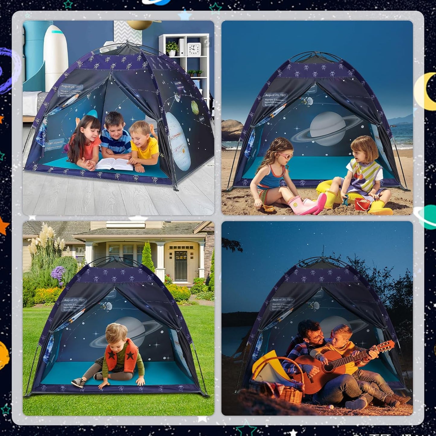 Space World Play Tent Galaxy Dome Playhouse for Boys and Girls Imaginative Play-Astronaut Space for Kids Indoor and Outdoor Fun, Perfect Kid’S Gift- 47" X 47" X 43"