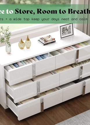 5-Piece Contemporary Bedroom Set with King Size Upholstered Platform Bed, 58" Wingback Headboard, 6-Drawer Dresser, Tall Chest, and 2 Coordinated Nightstands in Cream and White
