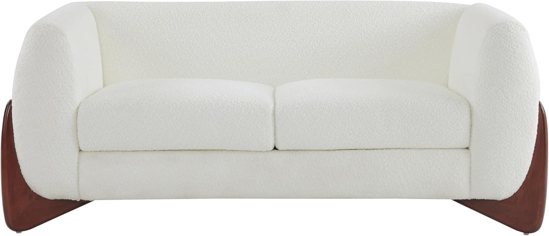 Alma 63" Boucle Loveseat with Wood Legs, 2 Seater Sofa Couches for Living Room, Upholstered Couch Chair, Soft Seating Lounge Sofa Chair, Cozy Loveseat with Armrest, Beige