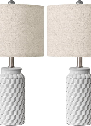 20.5" White Modern Ceramic Bedside Lamp Set of 2 - Elegant Table Lamps for Bedroom, Living Room, and Office Decor