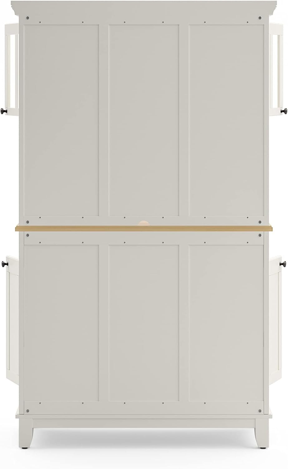 Buffet of Buffets Off-White Server with Hutch and Natural Wood Top