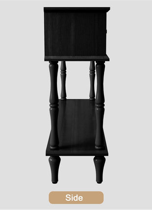 Mid-Century Modern Console Table with Drawers and Open Shelf for Entryway, Living Room, Foyer, and Hallway - Sleek Black Design