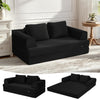 Convertible Sofa Bed, Folding Floor Couch Corduroy Fold Out Couch Bed Futon Sleeper Mattress with Pillows, Boneless Sofa Comfy Lounge Loveseat for Living Room Bedroom, Plush Black