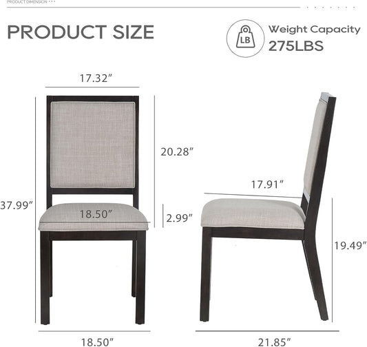 Upholstered Dining Chairs Set of 4, Mid Century Modern Dining Room Chairs, 19 Inch Kitchen Chairs with Back for Dining Room Restaurant, Brown