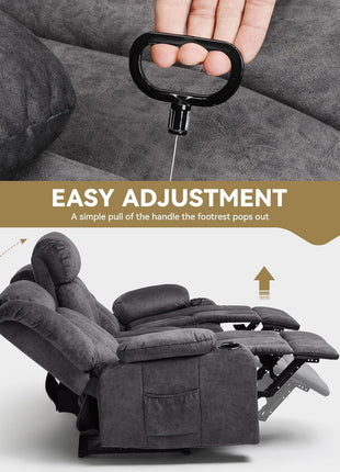Manual Recliner Chair Set - Upholstered Fabric Reclining Sofa with Cup Holders and Side Pockets for Living Room (3+1)