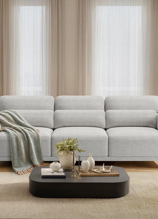 89″ Modern 3-Seater Sofa with Deep Seats and Wide Armrests, Upholstered in Grey with Removable Cotton-Linen Cushion Cover, Ideal for Living Room Comfort