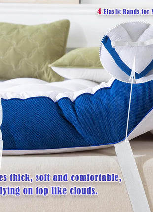 5-Inch Queen Mattress Topper for Enhanced Back Pain Relief Featuring Breathable Soft Memory Foam Pillow Top and Secure Elastic Straps
