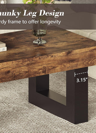 Mid-Century Modern Rectangle Coffee Table - 41.34” Length, Durable Wooden Legs, Perfect for Living Room and Office Use, Easy Assembly