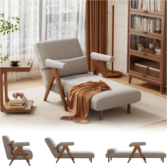 Convertible Sleeper Chair Grey, Pull Out Lounge Sleeper Chairs,3-In-1 Single Sofa Bed for Adults, Foldable Chair Bed with Adjustable Backrest for Living Room, Bedroom