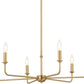 Pallas 6-Light Chandelier in Brushed Natural Brass, Classic Ceiling Light Fixture with Optional Linen Tapered Shades for Foyer, Living Room, or Dining Room, (32.25" W X 13.75" H), 52516BNB