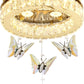 Butterfly Chandelier Gold 12In Modern Crystal Raindrop Chandelier Lighting Flush Mount Ceiling Chandeliers for Living Room 3XGU10