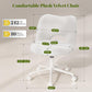 Vanity Chair with Wheels Armless, White Vanity Chair with Back,Ultra-Plush Fleece Cute Desk Chair, Small Office Chair Height Adjustable,For Make-Up Room,Bedroom