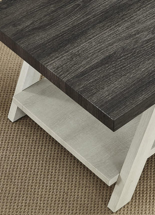 Athens Modern End Table with Wood Shelf in Weathered Walnut and Gray Finish