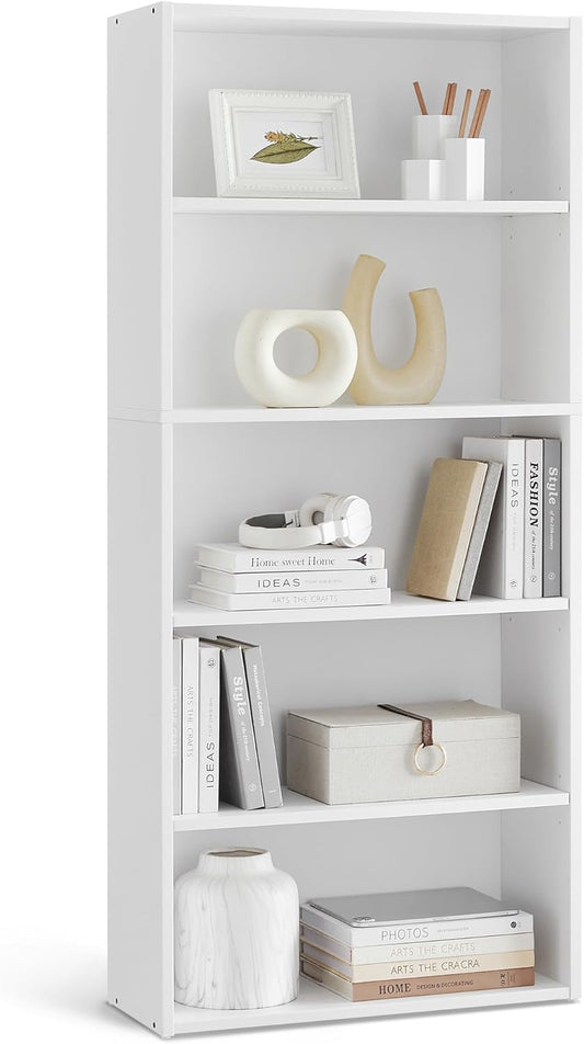 CUSTOS Collection - Bookshelf, 5-Tier Bookcase, Book Shelf, Open Storage Shelf, 9.4 X 23.6 X 52.8 Inches, for Living Room, Home Office, Dinning Room, Cloud White ULBC165T14