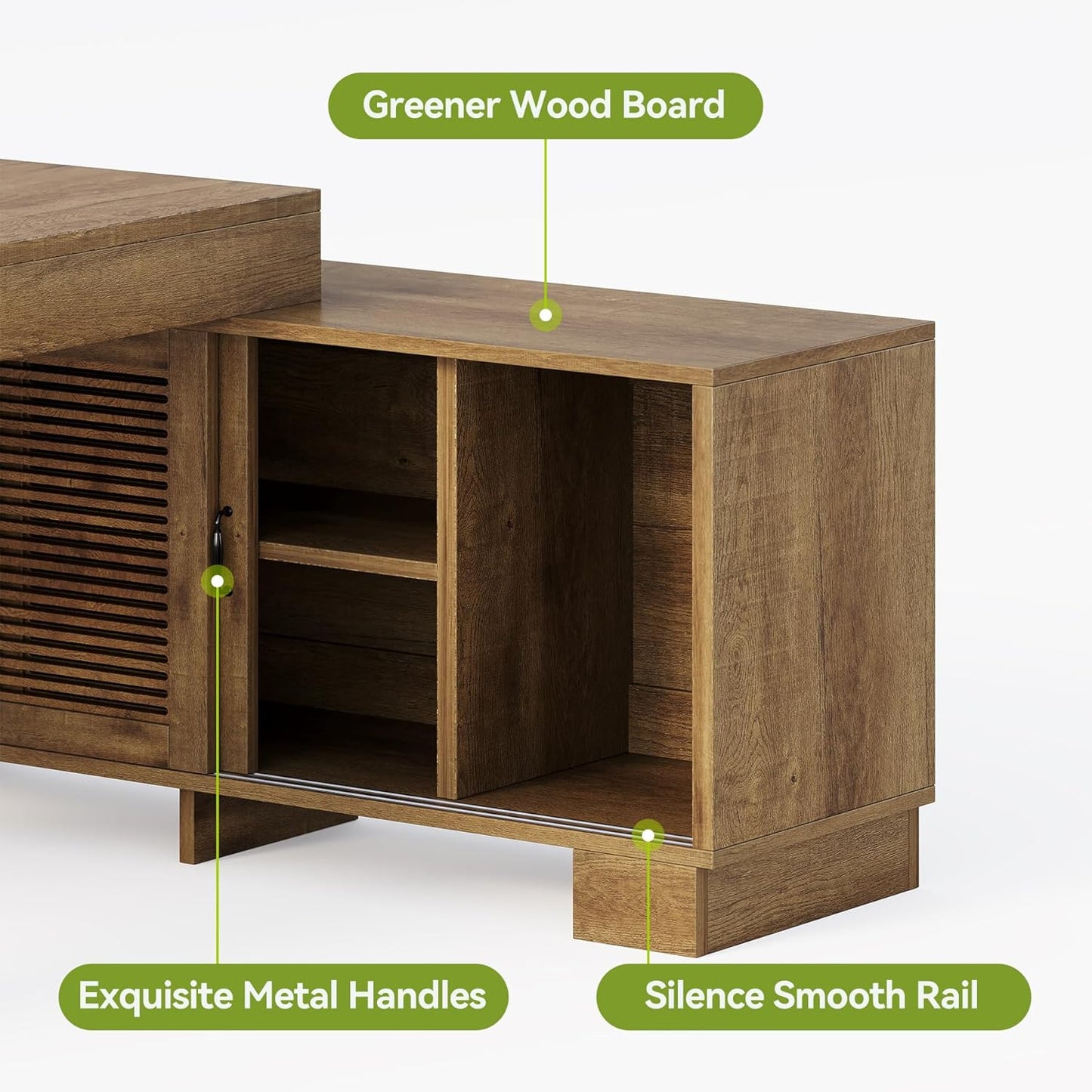 63" L Shaped Executive Desk with Storage, Farmhouse Home Office Desk with 2-Tier Cabinets and Shelves, Large Wooden Computer Table Business Furniture Workstation Set, Brown