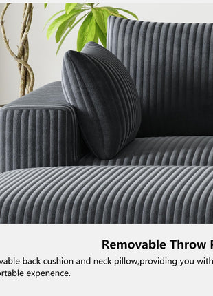 Luxurious 108" Modular Sectional Sofa in Dark Gray Corduroy - L-Shaped Design with Deep Chaise and No Assembly Required - Ideal for Apartment Living