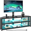 TV Stand with Mount and Power Outlet, Swivel TV Stand with LED Lights for 32/45/55/60/65/70 Inch Tvs, Black Entertainment Center Media Console with Height Adjustable Mount