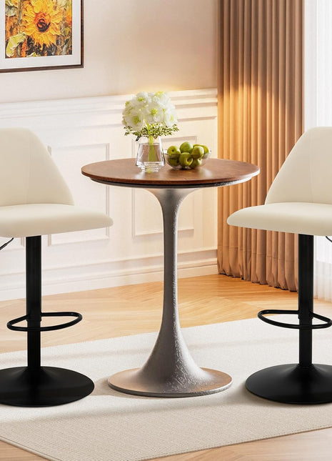 Set of 2 Adjustable Fabric Bar Stools - 360° Swivel Counter Height Chairs with Cushioned Seat and Sturdy Metal Base for Dining Room and Kitchen Island, 250 lbs Capacity