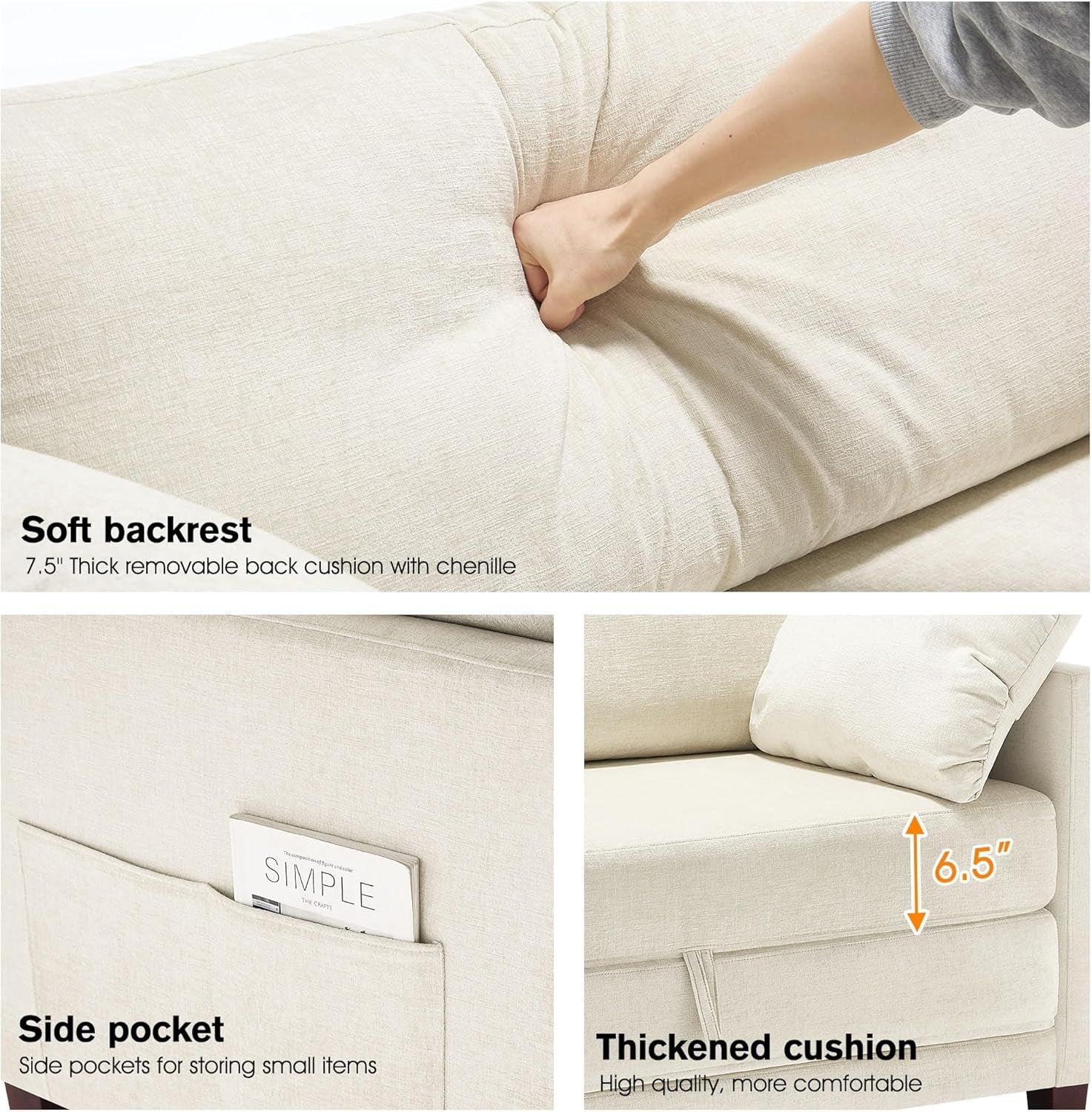 51" Loveseat Sleeper Sofa Bed, Chenille Convertible Floor Sofa Bed for Small Spaces, Folding Couch Bed with Deep Seat, 2 Pillows & Solid Frame, Pull Out Floor Couch for Living Room, Beige