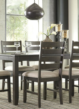 Signature Design by Ashley Rokane 7-Piece Dining Set with 6 Upholstered Chairs and 20" Rectangular Brown Wood Table for Kitchen and Dining Room