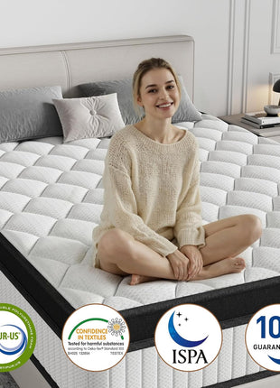 12-Inch Medium Firm Queen Mattress with 5-Layer Construction and 7-Zone Body Support for Enhanced Pressure Relief and Motion Isolation - CertiPUR-US Certified