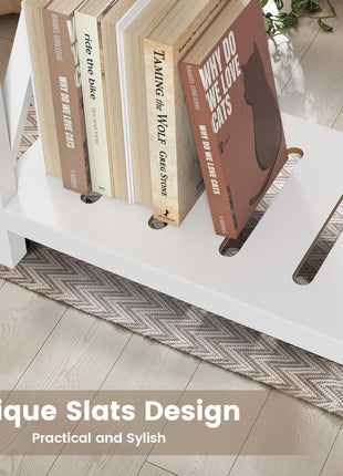 Set of 2 Farmhouse End Tables with Charging Station, Slim Nightstand for Compact Spaces, Storage Shelf, White and Brown Finish