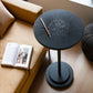 Drink Table, Carved Table Top Martini Table, Small Side Table, Weighted Base Pedestal Table for Living Room, Bedroom, Modern, Black
